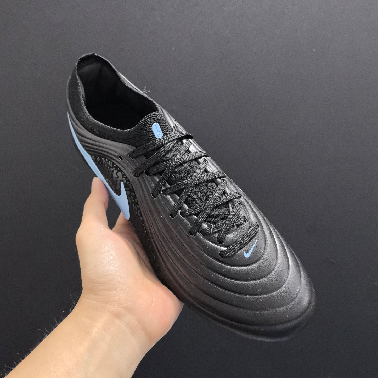 Nike tiempo blue and black